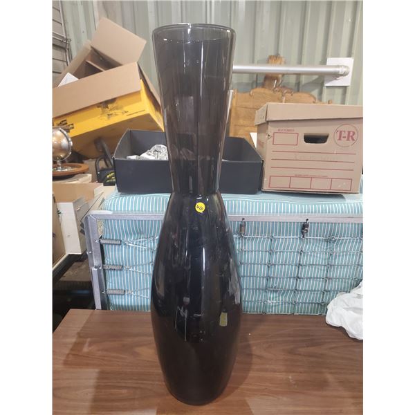 TALL BLACK GLASS VASE