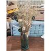 Image 1 : GREEN GLASS VASE W/ DECORATIVE STICKS