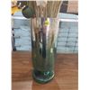 Image 2 : GREEN GLASS VASE W/ DECORATIVE STICKS
