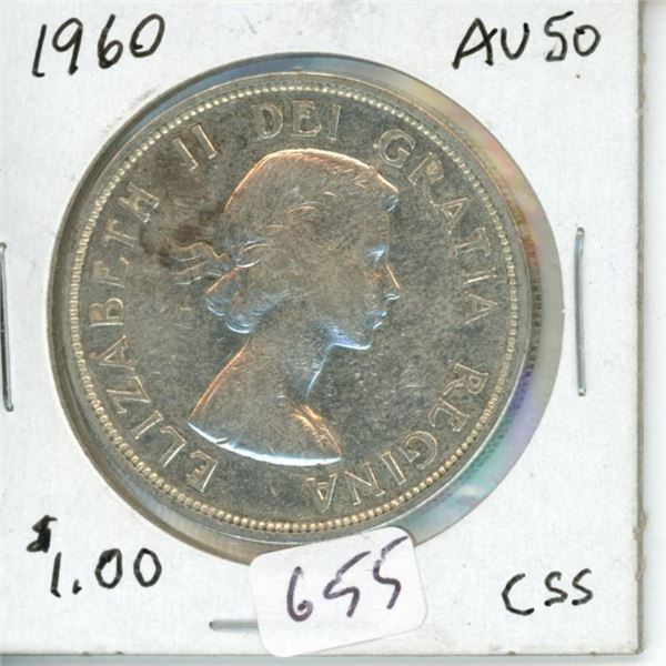 1960 silver dollar Canada 1$ coin -80% silver