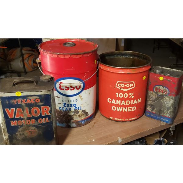 four large Assorted cans petroliana Texaco