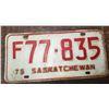 Image 1 : license plate Saskatchewan 1975 vintage