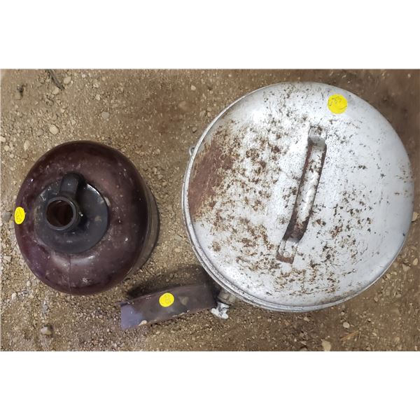 older glass jug, iron, milk cream can with spigot