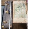 Image 5 : antique medium size trunk and collapsible small table with water damage