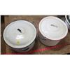 Image 1 : two large enamel pots with lids white