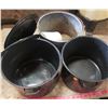 Image 2 : two large pots good for canning older decorator pot with some holes measuring cups