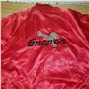 Image 10 : Snap-On jacket. Couple small paint looking spots. Medium red snap up coat. Made in USA