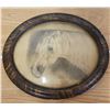 Image 1 : Horse print in antique frame with bevelled oval glass