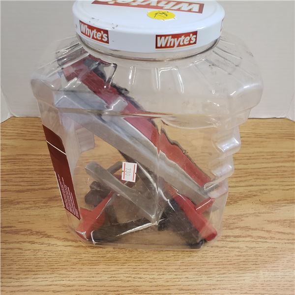 set of 12 red black and chrome pulls and knobs