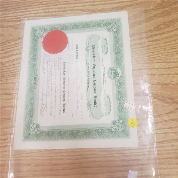 150 shares @ $100 Cleland Kent Engraving