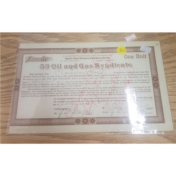 $100 for 1 unit with 53 Oil and Gas syndicate