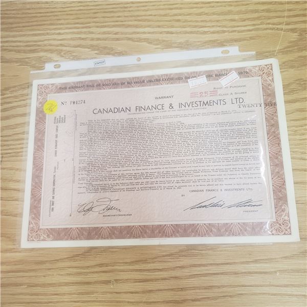 $25 shares with Canadian Finance and Investments