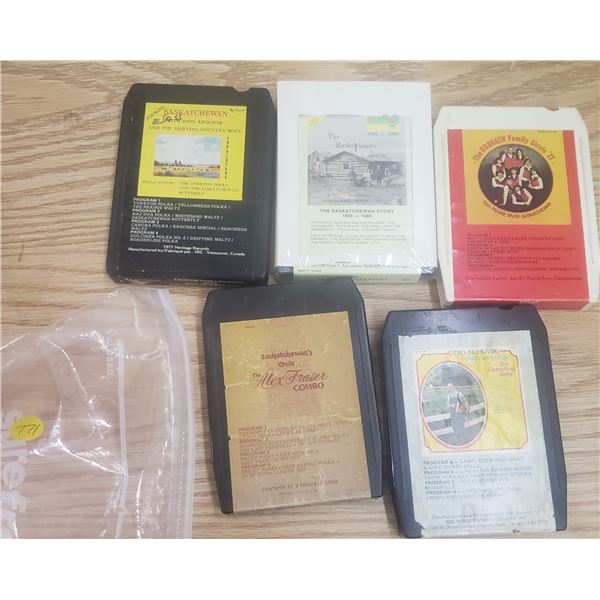 8 track 5 tapes of local Saskatchewan artists like Horvath Family from Prairie River Max Fraser Otto
