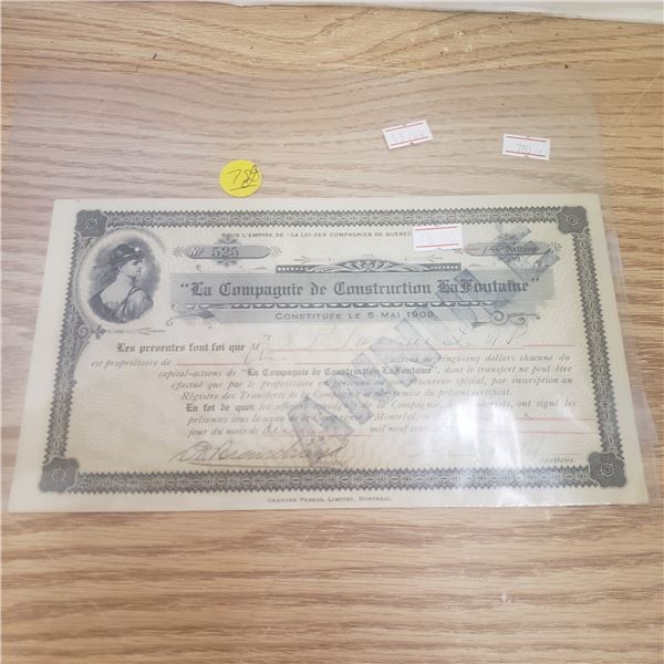 100 shares with La Compangnie de Construction la Foutaine