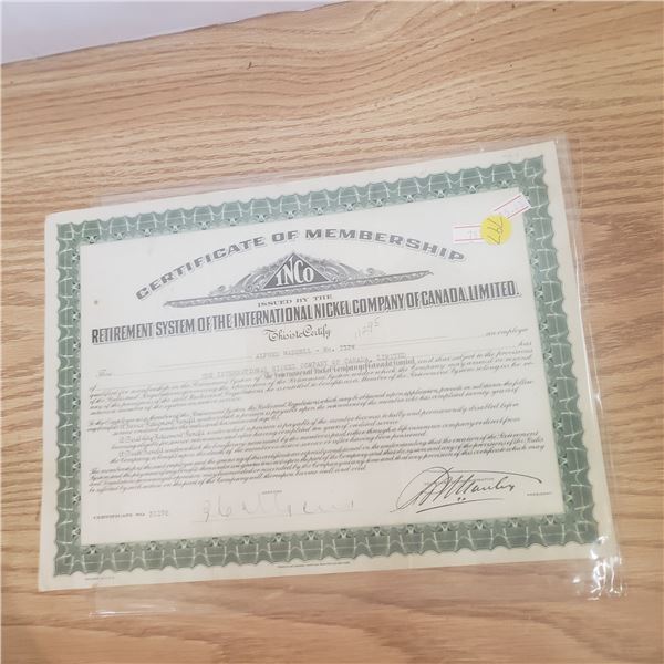 retirement system of the international nickel company of Canada