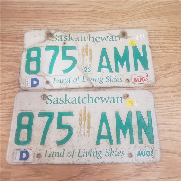 1982 Pair of Same # on license plate JKZ 157 Saskatchewan