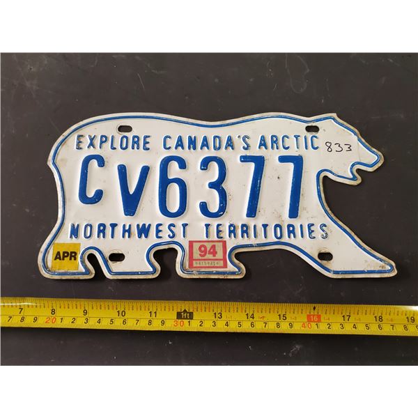 1994 POLAR BEAR LICENSE PLATE