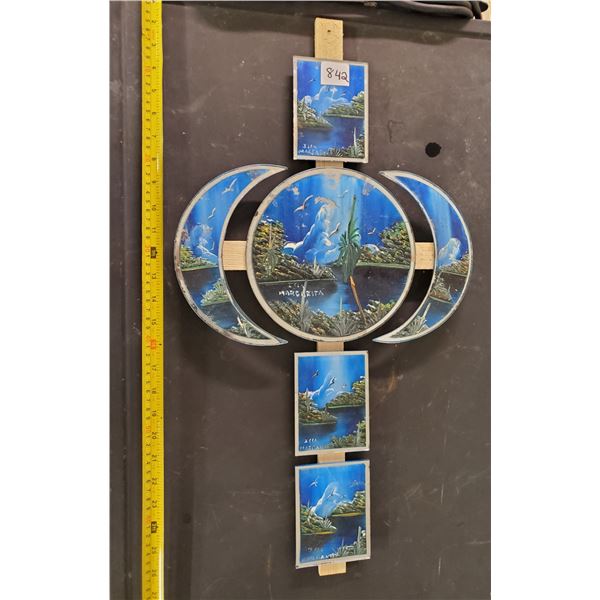 DECORATIVE MIRRORED CROSS HAND PAINTED 14 X 26"