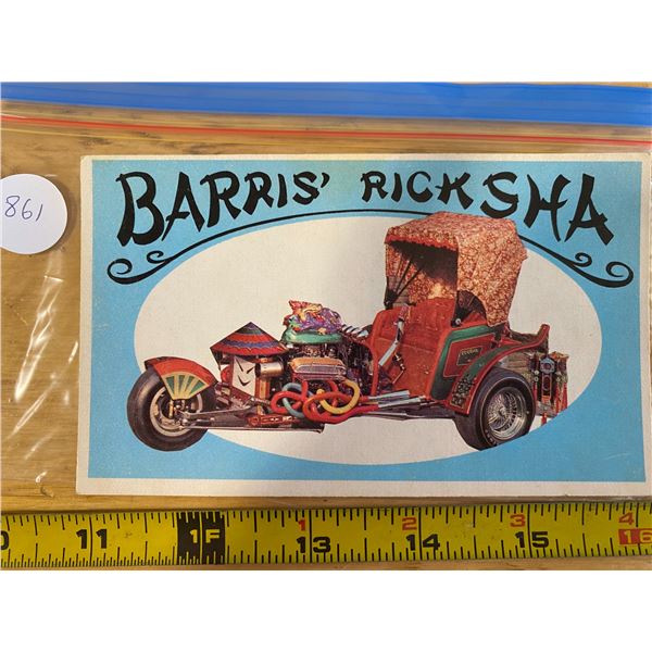 1970 Topps Way Out Wheels #22 of 36 BARRIS RICKSHA  Three – Wheeled Ricksha