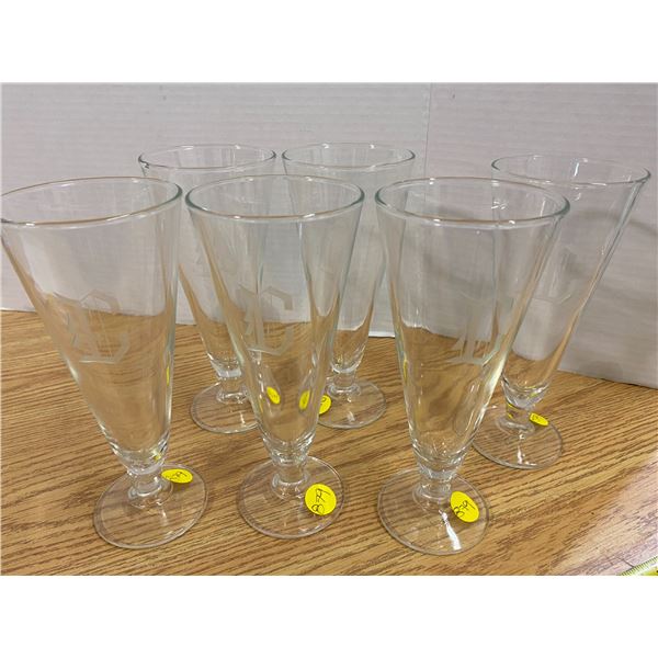 8 Pilsner glasses The letter “C” Etching