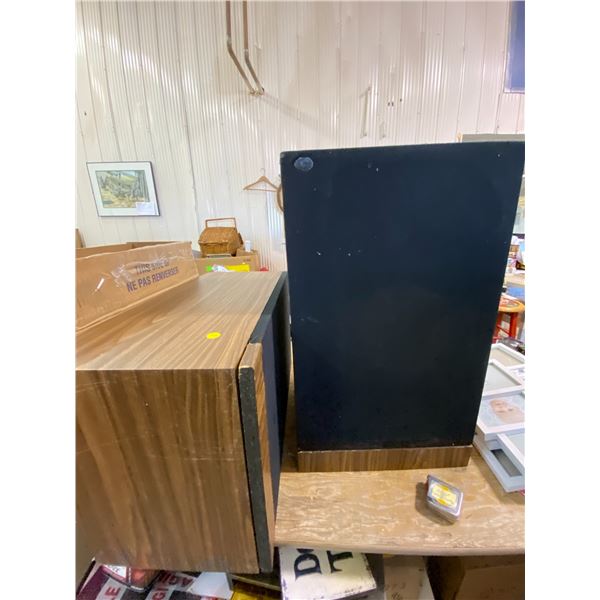 Two Speaker Boxes Sears 3 way, snap off front, NO SPEAKERS.  Great for end table or plant stand.