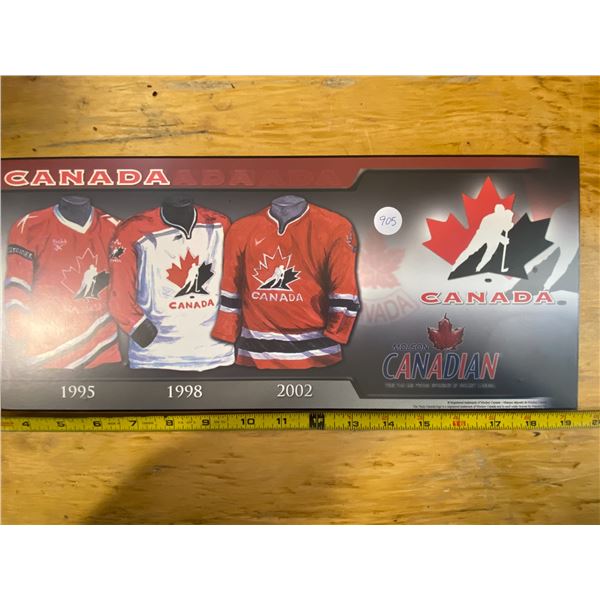 Team Canada Logo Hockey Uniforms 1995, 1998, 2002.