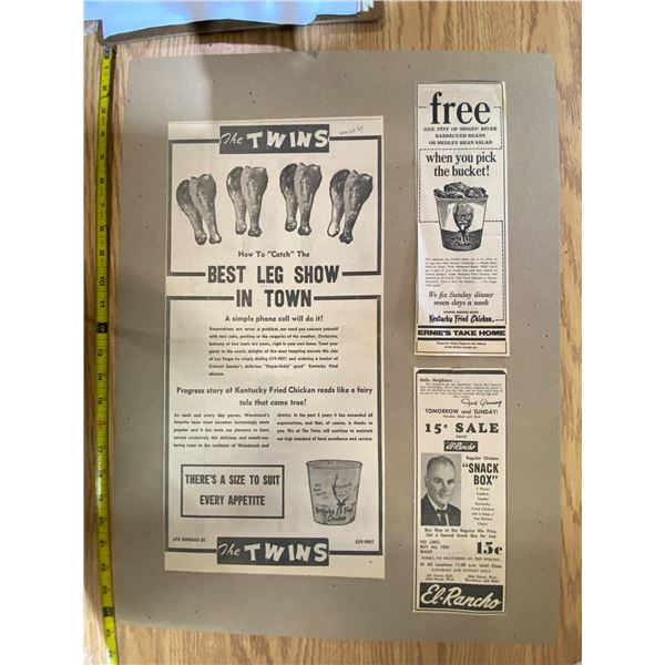 2 Sided Collection 1960’s KFC El-Rancho, The Twins, Ernie’s, Dinty’s