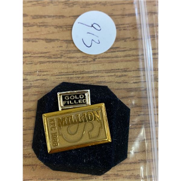 Vintage 1988 Gold Filled KFC RARE! Colonel Sanders Million Dollar Sales Pin