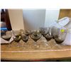 Image 1 : 15 Smoky grey crystal glasses with clear stems 4 goblets, 3 Ice Beverage glasses, 3 sherry glasses, 