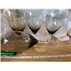 Image 8 : 15 Smoky grey crystal glasses with clear stems 4 goblets, 3 Ice Beverage glasses, 3 sherry glasses, 