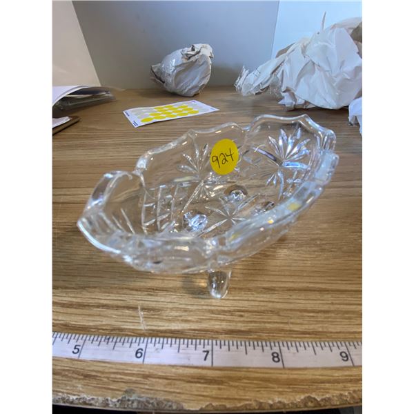 Footed crystal candy dish2 ½ “W x 4 ½’ L x 2 “ Height.