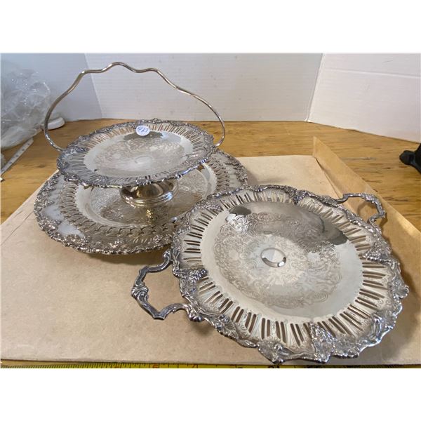 3 Piece Set Serving Trays Old English Reproduction E.P. on Copper