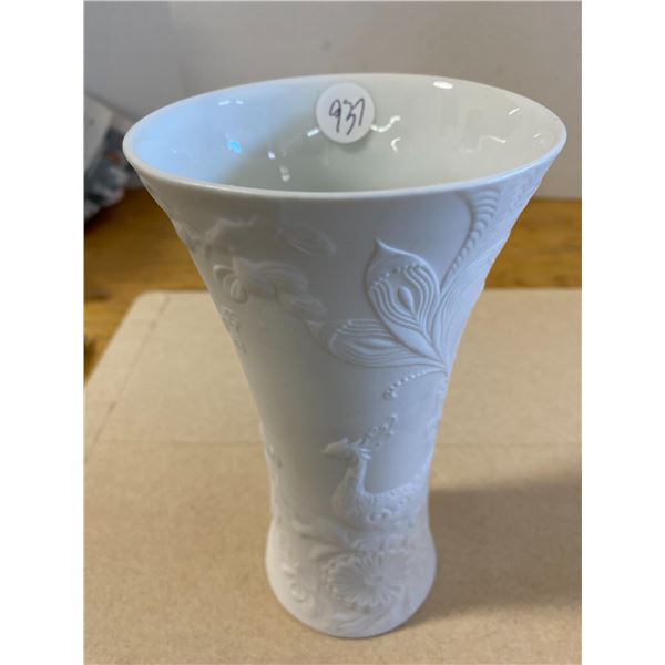 Kaiser W. Germany Vase White Bisque Porcelain Floral Bird Pattern # piece