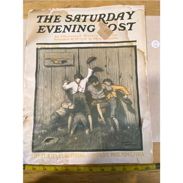 1908 Saturday Evening Post An Illustrated Weekly Magazine Founded by Benj. Franklin.  40 Pages