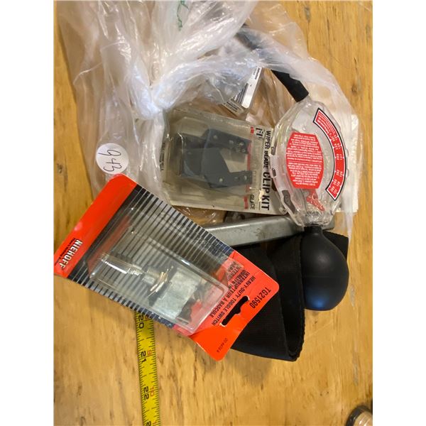 7X  ½”Filter Strap, H.D. Toggle Switch, Ring Terminals, Coolant Tester, Drill Angel Gauge. 2 others.