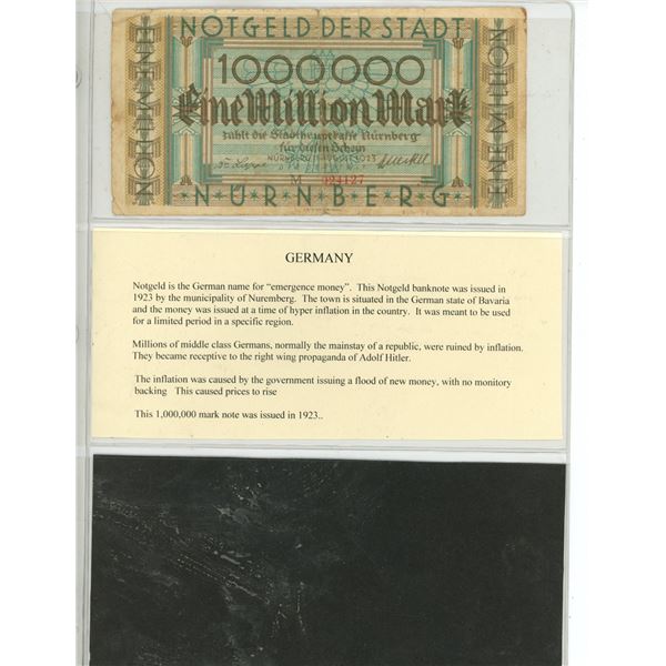 One million mark note notgeld Nuremburg Nurnburg 1000000 mark note