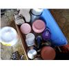 Image 3 : BOX FULL OF THERMOS', HOUSEHOLD CANISTERS,  ETC