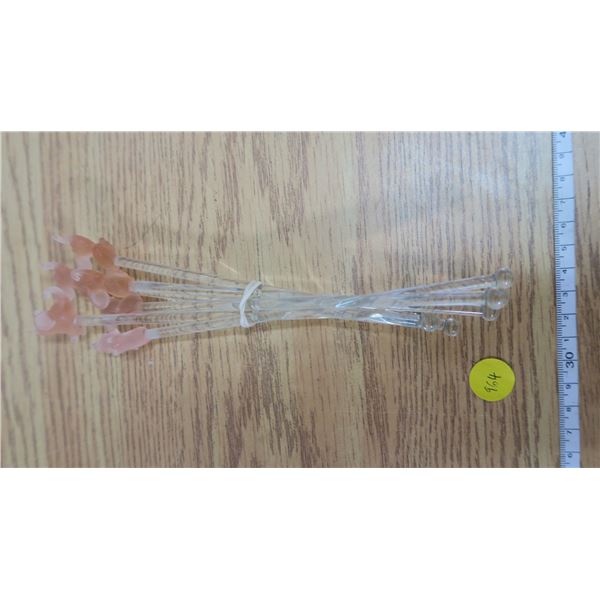 Glass Swivel Sticks with Pink Elephants
