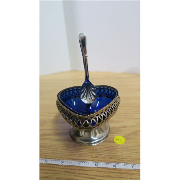 Vintage Blueglass And Silverplate Sugar Bowl