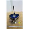Image 1 : Vintage Blueglass And Silverplate Sugar Bowl
