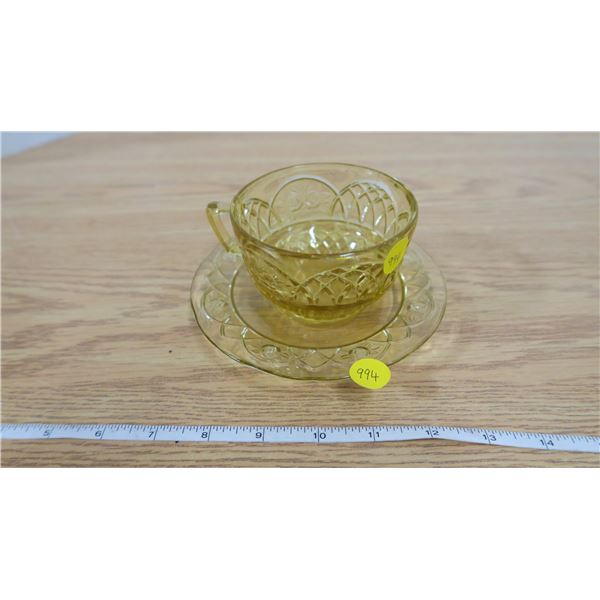 Yellow Ware Cup and Saucer