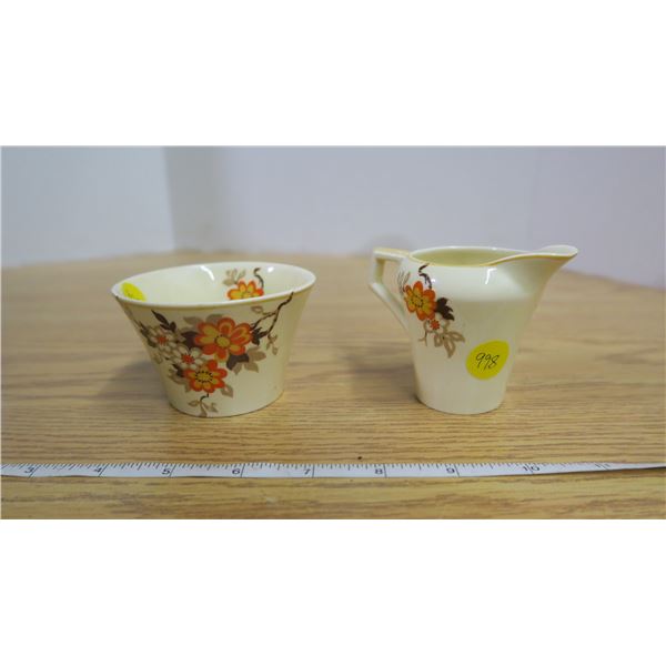 English "Sunbeam" Tudor Ware Creamer and Sugar Bowl