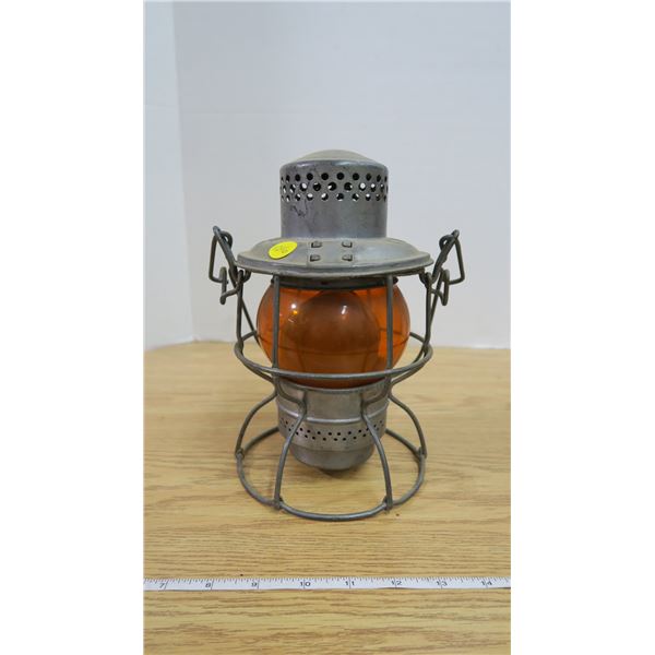 Antique CNR Adlake Kero Lantern Orange Glass