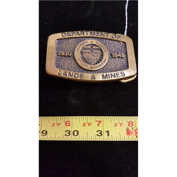 Belt buckle; department of Lands & Mines - solid brass 1930-1949