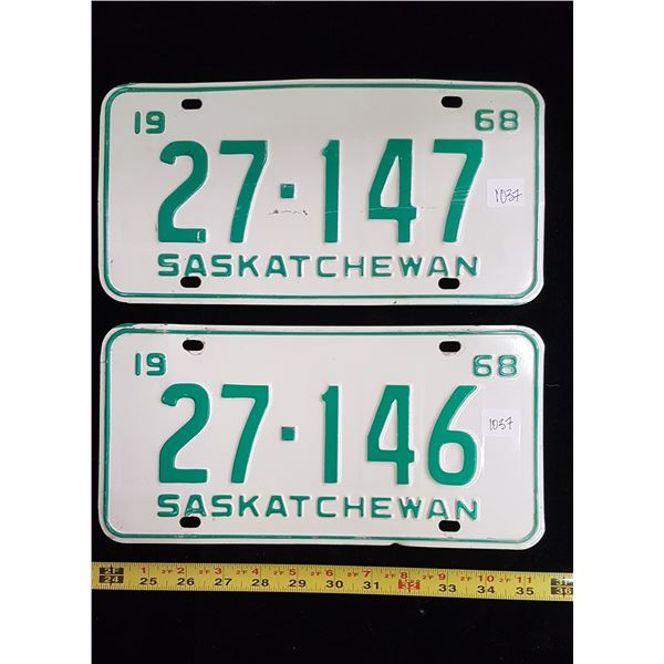 Saskatchewan license plates 1968 in sequence