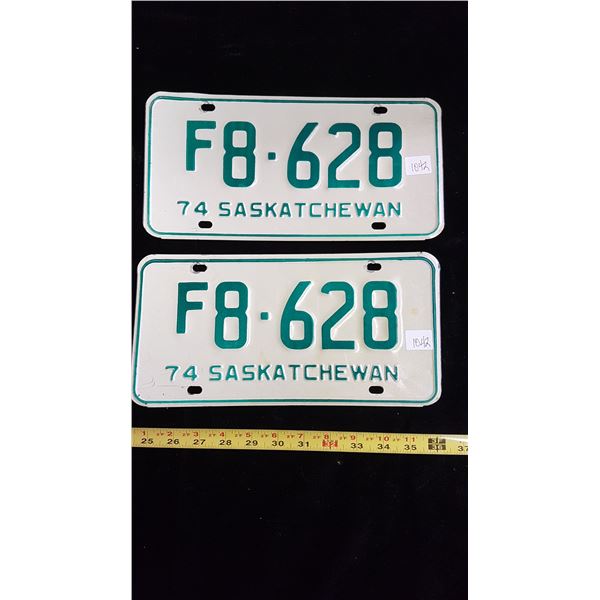 1974 Sask. Farm license plates matching pair