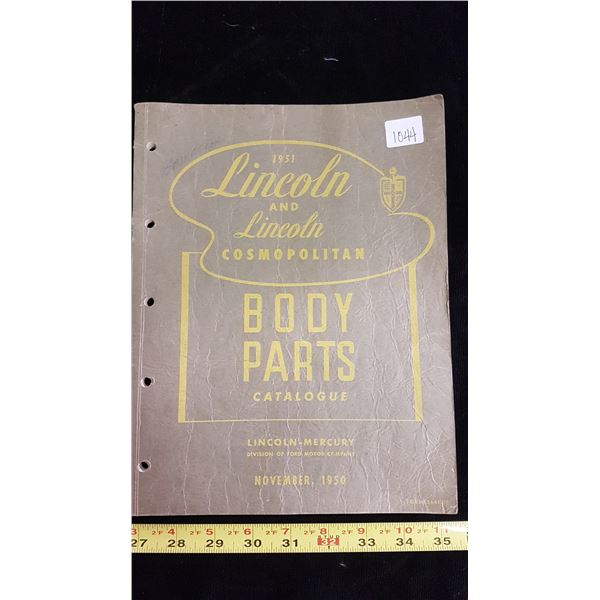 1950 Lincoln continental body parts catalogue