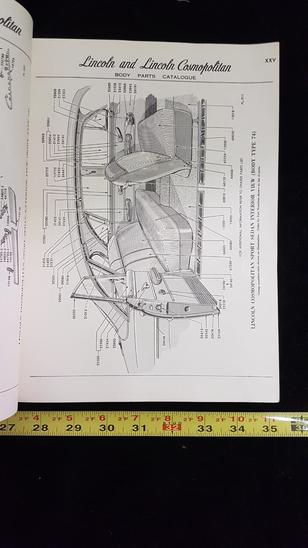 1950 Lincoln continental body parts catalogue