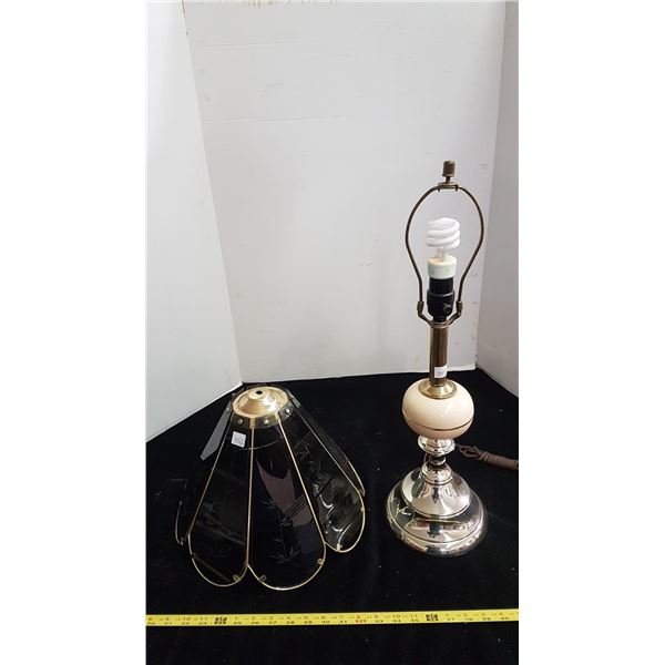 Table lamp - brass & glass shade