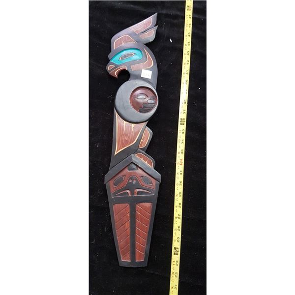 Indigenous carved & signed wall plaque